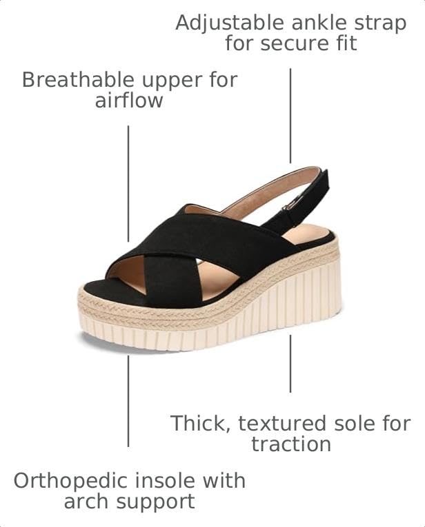 Image of VICKI.VICKI Women's Raffia Platform Sandals, Open Toe Wedge Slides