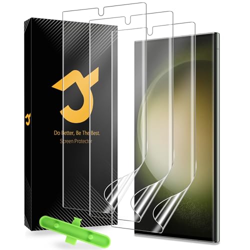 3 Pack for Samsung Galaxy S23 Ultra TPU Screen Protector [Not Glass] [100% Fingerprint Unlock] [3D Curved] Touch Sensitive Film for S23 Ultra