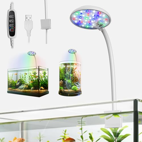 水槽ライト小型 HimaDana led34個 7W小型水槽照明 タイマー付き 熱帯魚ライト 水草ライト 3色点灯
