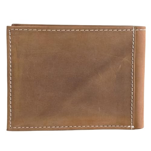 ARIAT Men's Genuine Leather Bifold Wallet, USA Flag Patch, Medium Brown, 3-1/2" x 4-1/4"3