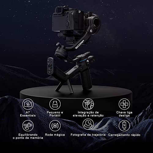 Cardan Portátil 3 Eixos Feiyu Scorp-c para Câmera Fotográfica Capacidade Carga Até 2,5kg Bateria Até