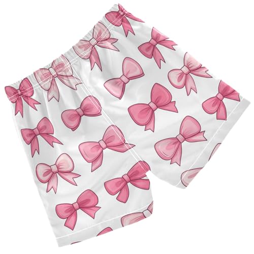 Pigsaly Boys Swim Trunks Hand Draw Coquette Pink Bow Boys Board Shorts Swimsuit Swimwear Summer Bathing Suit 2T2