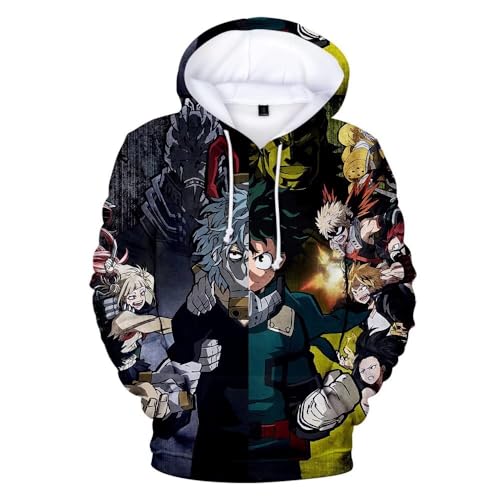 CHLOBLOM Boku No Hero Fleece Hoodie Novelty Hooded Pullover Sweatshirt for Adult