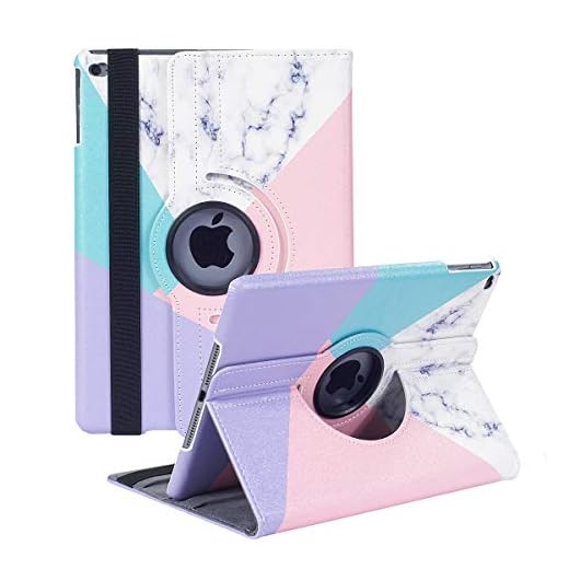 Roterande skal för iPad 9,7 tum 6:e gen, 5:e gen/iPad Air 2/iPad Air – 360 graders roterande stöd, skyddsskal med automatisk vila/vakna för iPad 9.7 2018 2017/iPad Air 2/iPad Air (marmor)