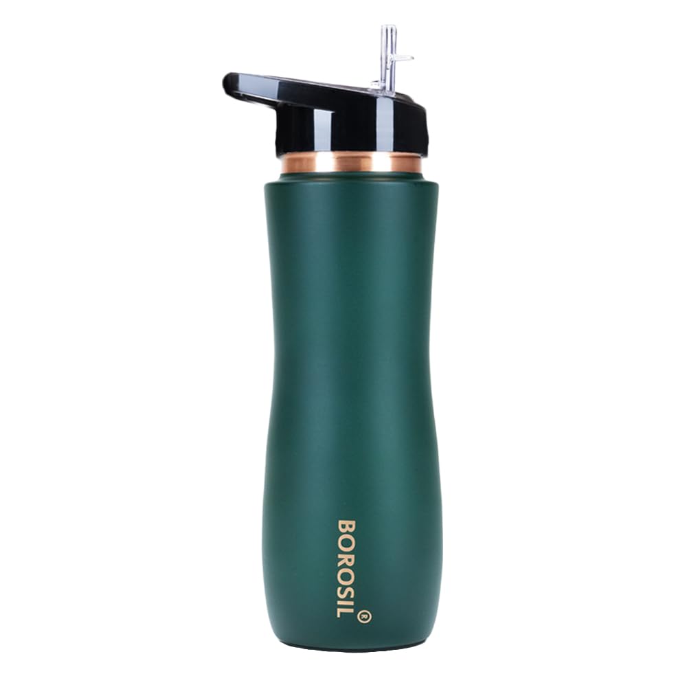 Borosil Green Colour Copper Sipper Bottle 750 ml, 100 Pure Copper, BPA