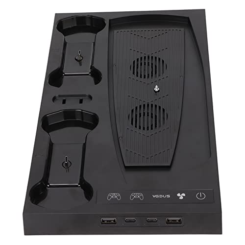 Vomeko Gp5-1510 Cooling Stand For Ps5 Console With Dual Quick Charge Stations And Fans, Compatible With Ps5 Digital And Cd-Rom Versions, Adjustable Height And Led Indicators, Noise Reduction, Black #TOP1