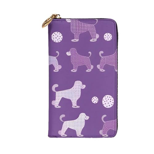 Purple Poodle Polka Dot Prints Leather Long Clutch Wallet for Fashionable Girls and Women - Durable, Stylish, and Functional, Black, One Size2
