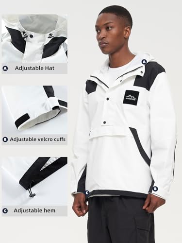 Image of Mens Hiking Outdoor Recreation Softshell Jackets Waterproof Outdoor Lightweight Jacket Rain Hood Windbreakers Raincoats (US, Alpha, X-Large, Regular, Regular, White)