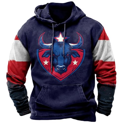 Image of domirica Hoodies For Men Western Cowboy Pullover Big And Tall Comfort Fashion Cool Novelty Graphic Hooded Sweatshirt