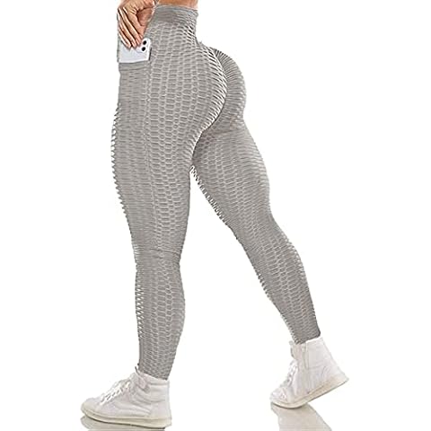 StaySlim Honeycomb Ruched Butt Lift TIK Tok Leggings for Womens High Waisted Bum Scrunch Workout Yoga Pants with Pockets Running Tights Cover