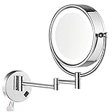 DOWRY Wall Mounted LED Lighted Makeup Mirror Hard Wire, 8 Inch Cordless, Double-Sided Polished Chrome Finished, Brass 1809D-Hardwire (10x, Chrome) Not Battery Powered