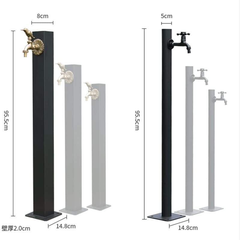 Grifo de jardín de acero inoxidable negro estilo columna para exterior 2