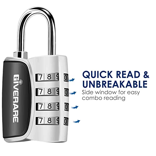 Giverare 2 Pack Combination Lock, 4-Digit Padlock Keyless, Resettable Luggage Locks For Backpack, Gym & School & Employee Locker, Weatherproof Travel Lock For Fence, Backyard Gate, Hasp, Case-Silver #TOP6