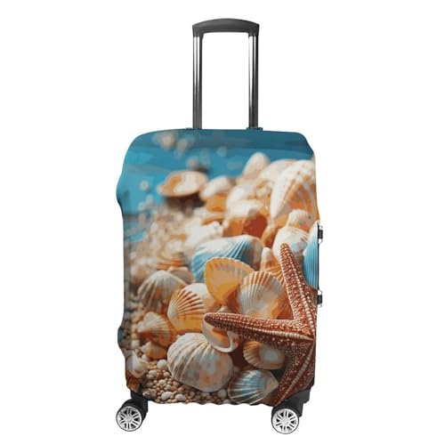 Sea Shells And Starfish Luggage Cover, Washable Elastic Suitcase Cover Protector Fit 18-32 Inch Luggage