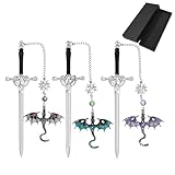 Fantasy Fourth Wing Dragon Sword Bookmarks - Fourth Wing Fans Page Markers Cool Bookmarks for Men Fantasy Dragon Gifts for Male Readers as Birthday Gifts (Dragon Bookmark Set 5)