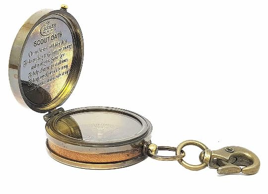 Brújula Vintage de Latón con Grabado y Estuche de Cuero miniatura 3
