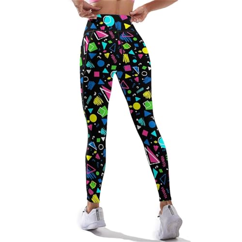 80s 90s Outfit Tummy Control Yoga Pants for Women with Pockets High Waist Running Sports Workout Yoga Leggings M