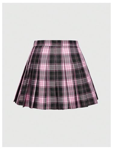 MakeMeChic Women's Fall Plaid Mini Skirts A Line Pleated Flared Y2K Short Skirts2