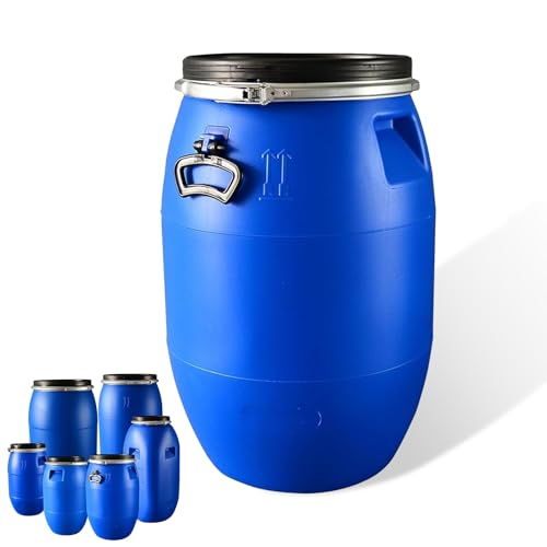 Blue Plastic Drum Food Grade Barrel with Lid for Shipping and Storage Air Tight Design Water Drum Rain Barrel Alternative(30L)
