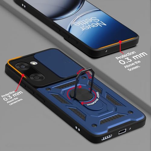 Image of Luxe Back Cover for OnePlus Nord CE 5 5G | D10 Tough Armor Case | Sliding Camera Shield | 360 Protection | Kickstand Ring Holder | Military-Grade
