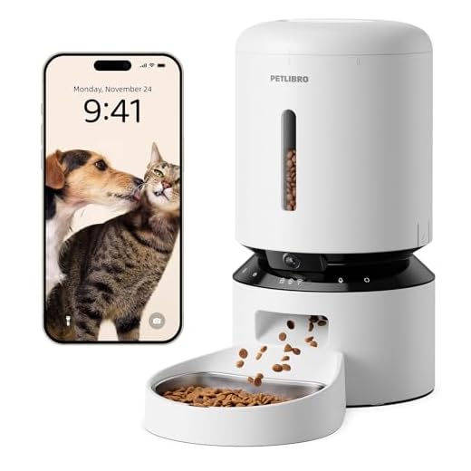 PETLIBRO Automatic Cat Feeder with Camera, 1080P HD Video with Night Vision, 5G WiFi Pet Feeder with 2-Way Audio, Low Food & Blockage Sensor, Motion & Sound Alerts for Cat & Dog Single Tray
