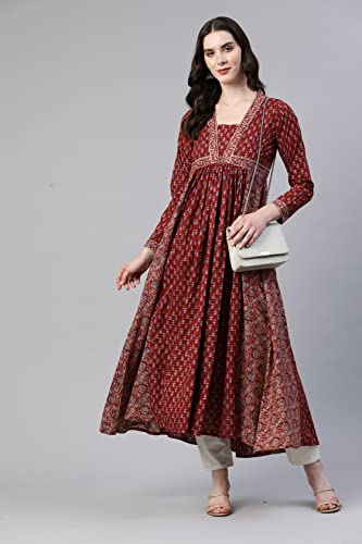 Image of Vbuyz Women's Alia Cut Anarkali Cotton Kurta