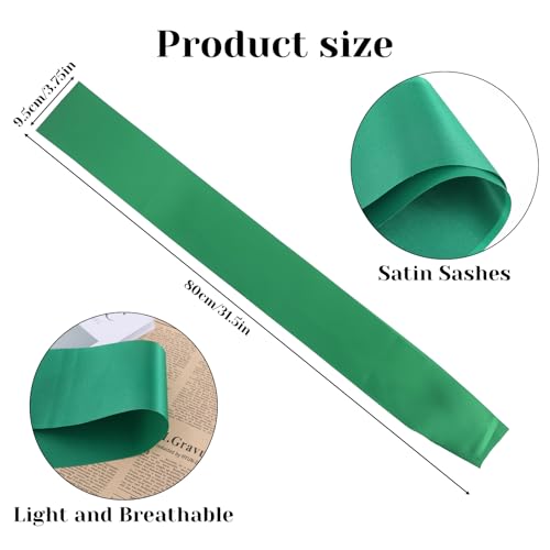 10 Pack Green Sash for Pageants Green Satin Sash Blank Sashes to Decorate Sashes, Green Beauty Pageant Sashes Plain Green Sash, DIY Sash for Party Decorations, Wedding, Bridal Shower Birthday Party - Thumbnail 2