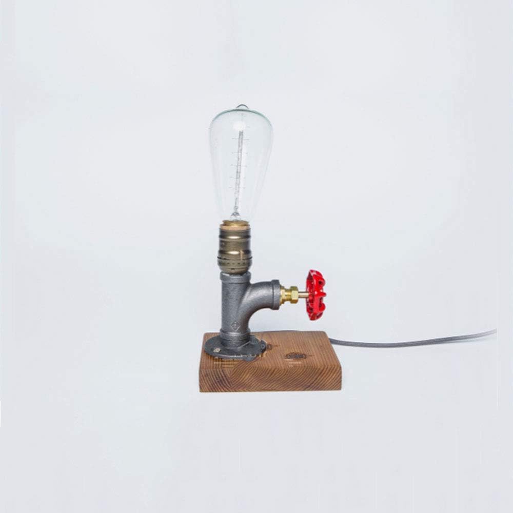 WPCBAA American Retro Water Tube lamp E27 lamp Edison Bulb Decorative Table lamp Bedside lamp (Edition : Handwheel Switch)