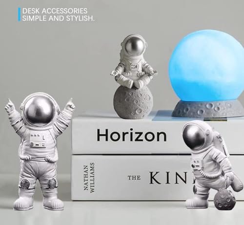 Image of VRB DecTM 3pcs Astronaut Miniature Showpiece Set for Home Decor, car Dashboard,Valentine,Living Room,Gifts Figurines,Cake Decoration Items-Resin (3 Pcs Small Silver Astronaut showpiece)