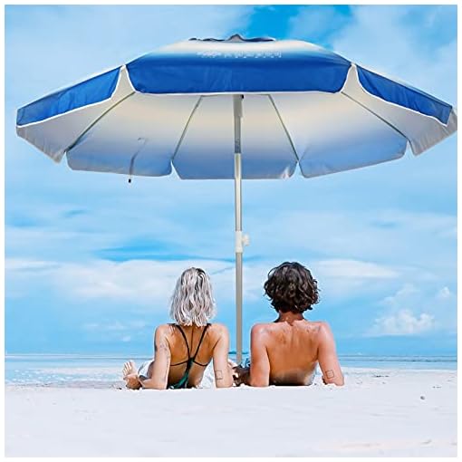 AMMSUN 6.5ft Beach Umbrella with Tilt Aluminum Pole Separate Sand Anchor, Portable Windproof Beach Umbrella with UPF50+ Protection, Carry Bag Included - Image 3