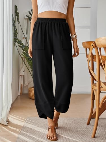 Trendy Queen Women's Wide Leg Pants Summer Capri Palazzo Harem Casual Barrel Sweatpants Baggy Slacks with Pockets2