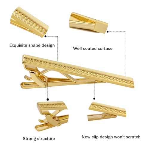 4Pairs Tie Clip Tie Bar and Tie Pin Clip for Regular Ties and Skinny Tie, Unique Tie Clip Tie Clasp Mens Suitable for Wedding Anniversary Business Professional and Best Gifts3