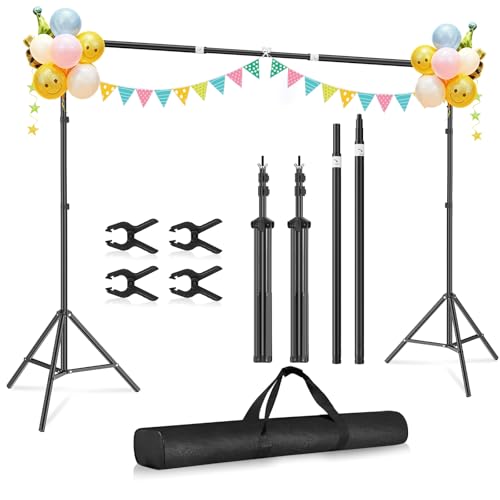 Fatazoii Foto Hintergrund Ständer 2x3m, Verstellbarer Fotohintergrund Ständer, Hintergrundsystem mit 4 Klemme für Fotostudio, Produkt Porträt...