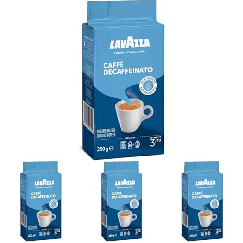 Lavazza, Caffè Decaffeinato, Café Molido Natural Descafeinado, para Cafetera Italiana, de Filtro y Francesa, con Notas de Frutos Secos, Arábica y Robusta, Intensidad 3, Tueste Medio, 250 g