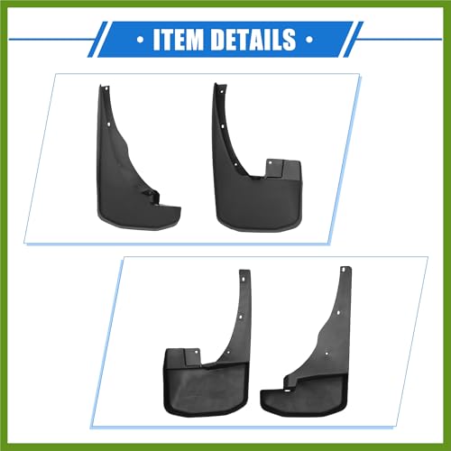 Image of Mud Flaps Kit Compatible for Nissan Frontier 2005-2023, Quality Plastic Black Front and Rear Splash Guards Replace Parts Vehicle Components