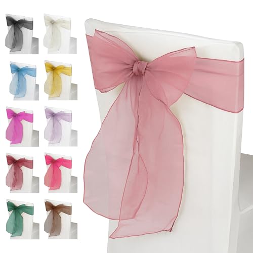 Trimming Shop Lot de 50 rubans en organza pour chaises pour décoration de mariage, anniversaire, réception, anniversaire de mariage 17 x 280 cm Rose poudré