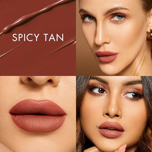 Image of HYUE HydraMatte Liquid Lipstick | 2.2ml | Spicy Tan Soft-Matte Long-Wear | Intense Color | with Jojoba, Almond & Gooseberry Extracts | Travel-Friendly | Precision Tip | 16 Bold Shades