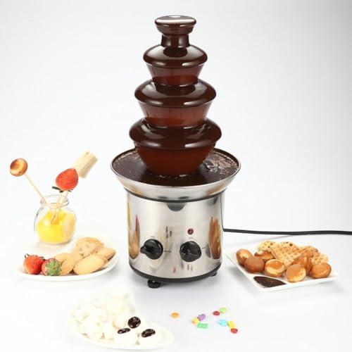 Vilom パーティーの主役に!4段からチョコレートが流れ落ちる電動フォンデュマシン。詰まりにくい設計でスムーズ動作、チーズソースなど多彩に楽しめる。食品グレードステンレスで清潔。特別な日を華やかに盛り上げます。