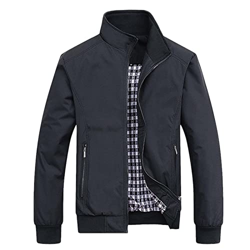 Élégant manteau pour homme à col montant couleur Schwarz pour une allure raffinée
