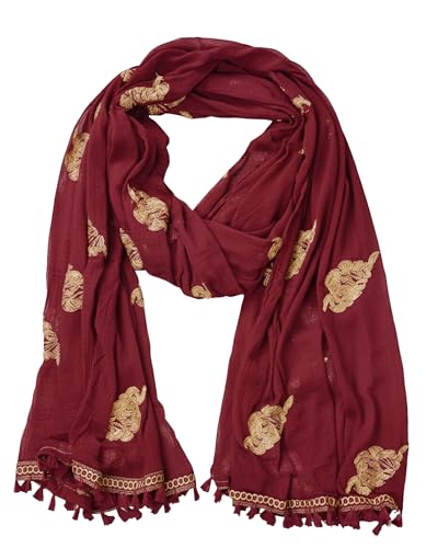 Image of YOUTHQUAKE Golden Patti Embroidered Work Chiffon Dupatta for Womens & Girls with Jaalar Lace