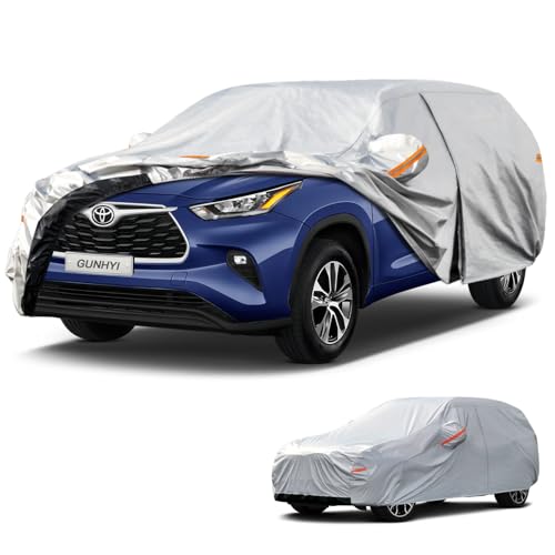 Image of GUNHYI 6 Layers SUV Car Cover Custom Fit Toyota Highlander (2013-2026) Waterproof All Weather, Heavy Duty Outdoor Snow Sun Rain Uv Protection (Ships from US Warehouse, Delivery 3-8 Days)