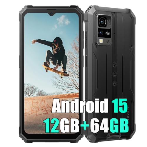 Blackview BV4800SE Android 15 Outdoor Handy ohne Vertrag, 12GB+64GB/2TB, 6.56' HD+ Outdoor Smartphone, 16MP, 5100mAh, IP68 Wasserdicht Baustellenhandy, 4G LTE,5G Wifi,NFC,OTG,GPS,Gemini AI 2.0,Schwarz