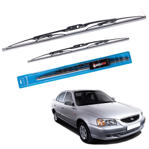 Image of Windshield Car Wiper Blades Metal Frame Water Repellant Cleaning Wiper Blades Refills Best for Hyundai Accent (1999 Onwards) Dr 20 inch /Pa 18 inch