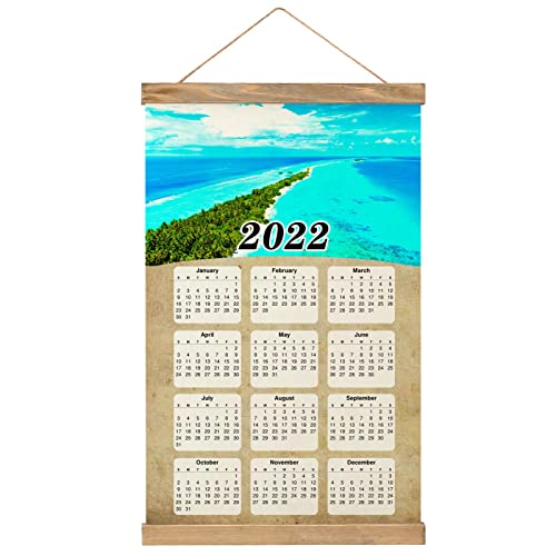 Maldives Imprimer Affiche Murale Posters Ccalendrier 2022 12 Mois Peinture Décorative Suspendus Toile Bois 20,4 'x 13,1' GL-Maldives-3749