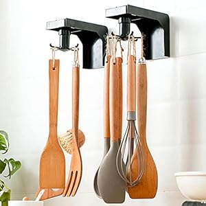 Arespark keukengereihouder, 2 stuks keukenhouder zonder boren, haakrail keukenhulp ophangrail voor kookaccessoires