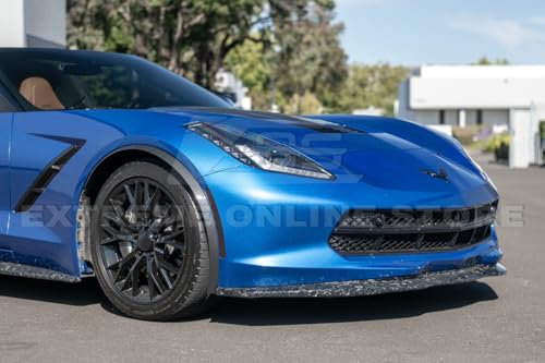 Replacement for 2014-2019 Chevrolet Corvette C7 Base Models | GM Factory XL Extended Style ABS Plastic - Hydro-Dipped Carbon Fiber Front & Rear Side Fender Quarter Panel Extension Mud Guard Pair