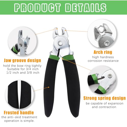 Image of 300 Pcs Hog Rings with Bent Hog Ring Pliers Kit 3 /4 inch 1 /2 inch 3 /8 inch Galvanized Hog Rings for Bagging、DIY Craft、Furniture、Animal Pet Cages、Ropes