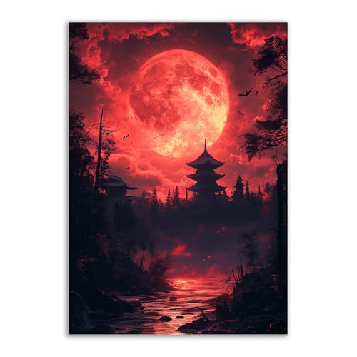 Arrière-plan Halloween grand format 70x100cm rouge toile lavable scène de nuit