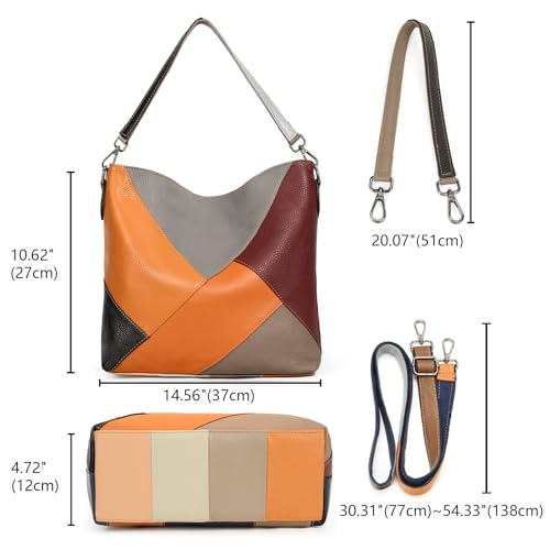 Image of YALUXE Women's Real Leather Shoulder Bags Hobo Handbags Purse Crossbody Bag
