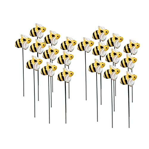 20pcs Bee Garden Stakes, Resin Bumblebee Yard Decor for Flower Pots - Spring Summer Outdoor Decoration, Durable Garden Stakes for Flower Beds & Lawn (20pcs)